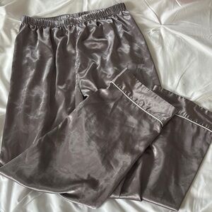 womens Gray Satin pajama Pants